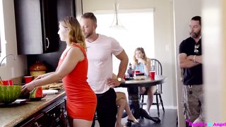 Whitney Wright serves stepdad's cock for a warm creampie